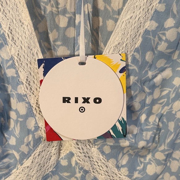 RIXO Light Blue and White Patterned Dress Size 6 - Picture 2 of 8